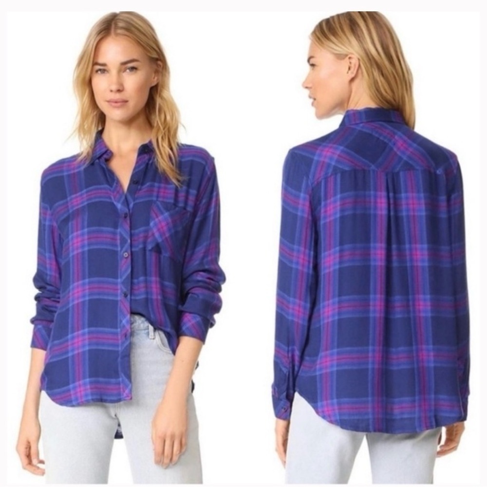 Rails Blue and Pink Plaid Button-Down Shirt size smalll